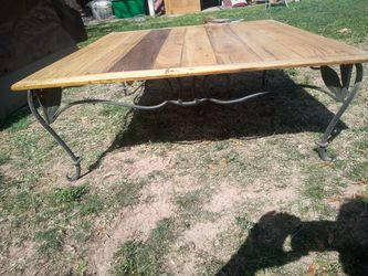 Iron and pine rustic coffee table