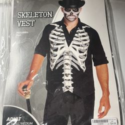 Skeleton Vest Men’s Costume Size Small/Medium