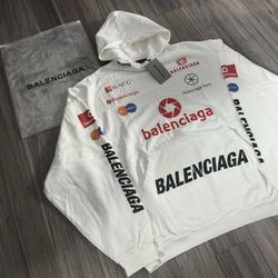 Balenciaga White “Top League Racer” Hoodie (Medium)