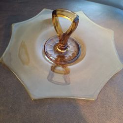 Vintage Amber Glass Serving Tray