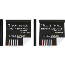 Black Board Sticker Dry Erase, Chalkboard Wallpaper Stick and Peel Adhesive Roll with 10 Chalks X 2 Pack 