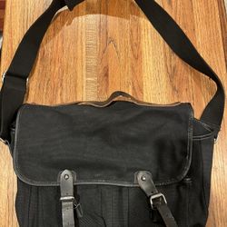 Black Canvas Messenger Shoulder Bag  