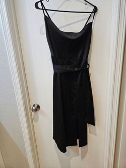 Black belted midi dress