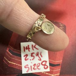 14K Solid Gold Ring For Wedding ( Sweet 15) 2.5Gr Size 8