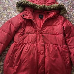 GapKids Winter Puffy Jacket Fuchsia - Faux Fur Trim