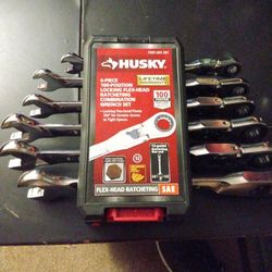 Husky 6 Piece 100-position Locking Flex Head Ratcheting Combination Wrench Set Sae