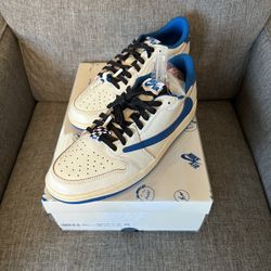 Air Jordan 1 Retro Low OG SP Fragment × Travis Scott Sail Military Blue Size 10.5 $1375