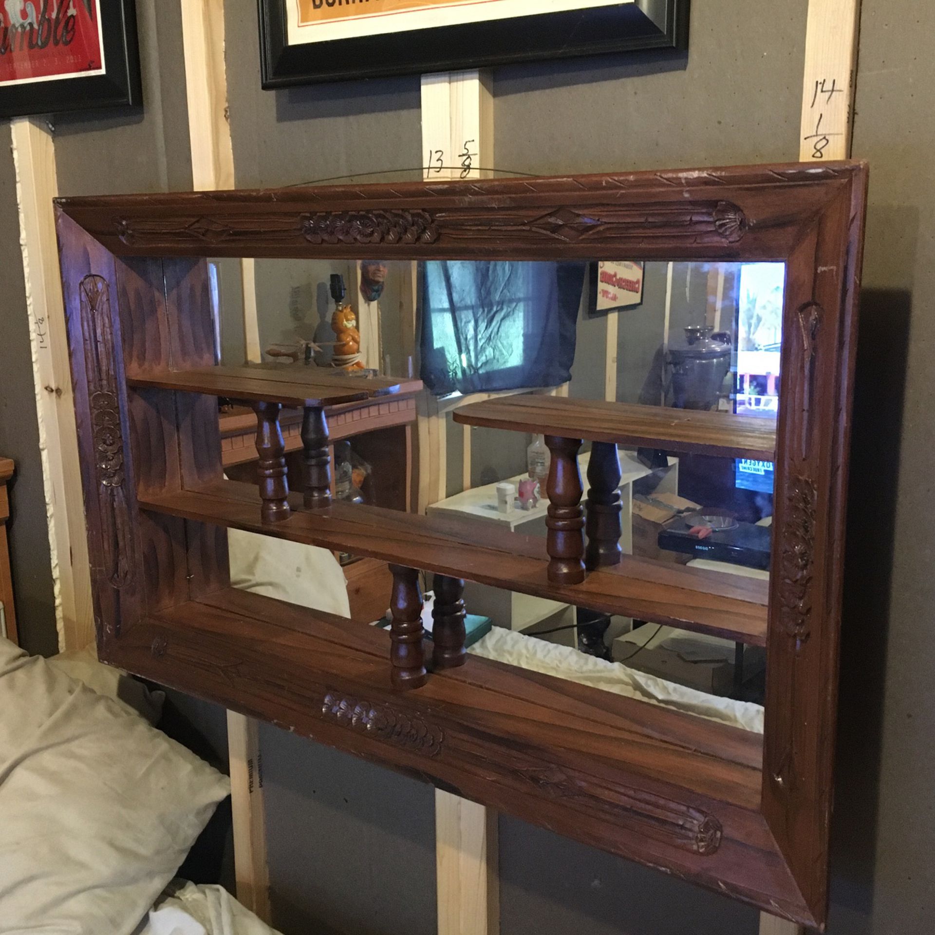 Mirror  With  Display  Rack