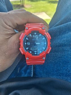 Men's Casio 5 Alarms orange watch