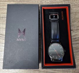 MVMT Black Leather Watch
