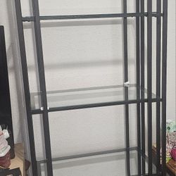 4 glass shelves black