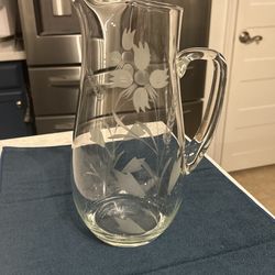 Etched Crystal Pitcher  12 Inches 