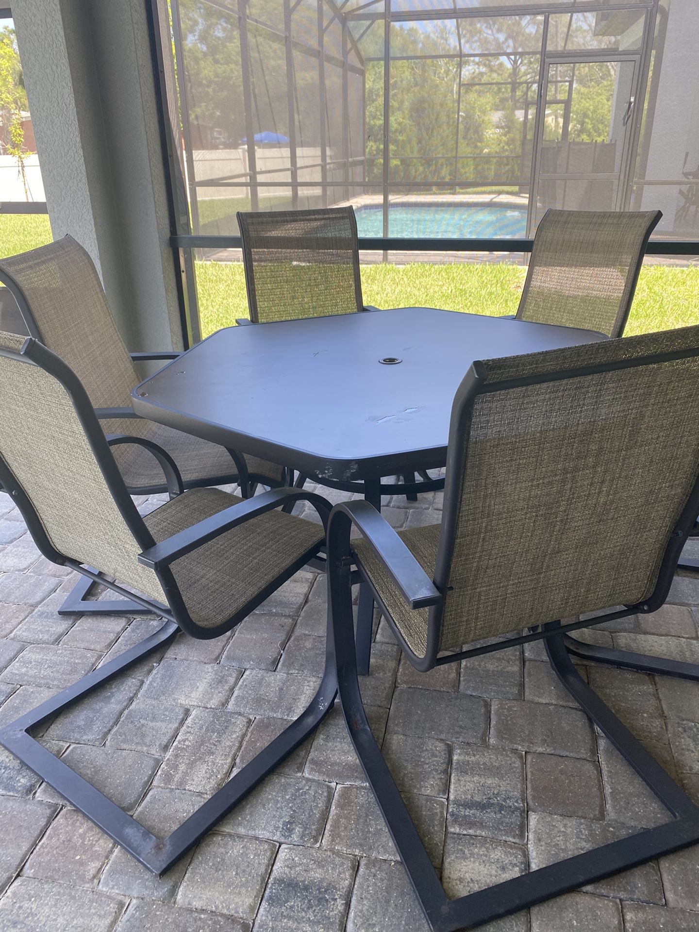 Patio table with chair