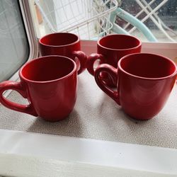 4 large Red Coffee Cups