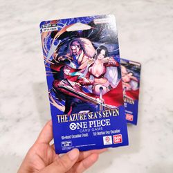 One Piece OP-14 Azure Sea’s Seven Booster Packs Card Game 12-Card Sealed Sleeved Pack Trading Card Bandai Namco Mini Tin