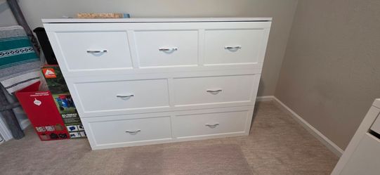 Full sized murphy bed cabinet