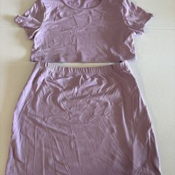 Pink Pair Crap Top And Skirt