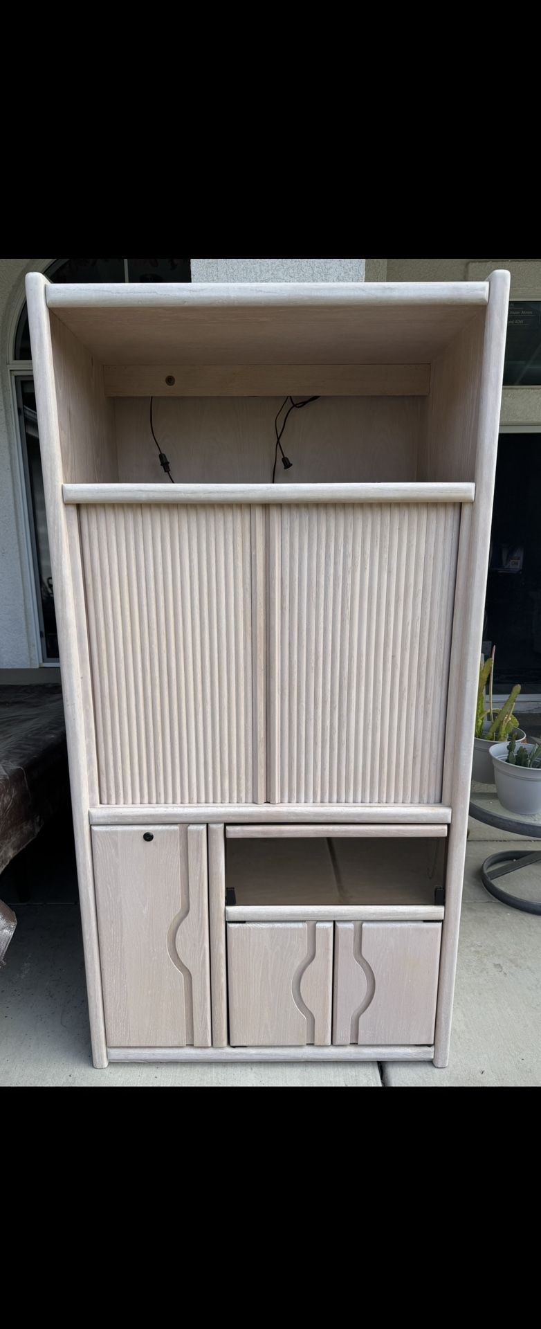 TV Wall Unit Bookcase Storage Unit White Oak, Only $25