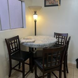 Coaster Wood Table, 5 Chairs & Lamp - Moving Sale