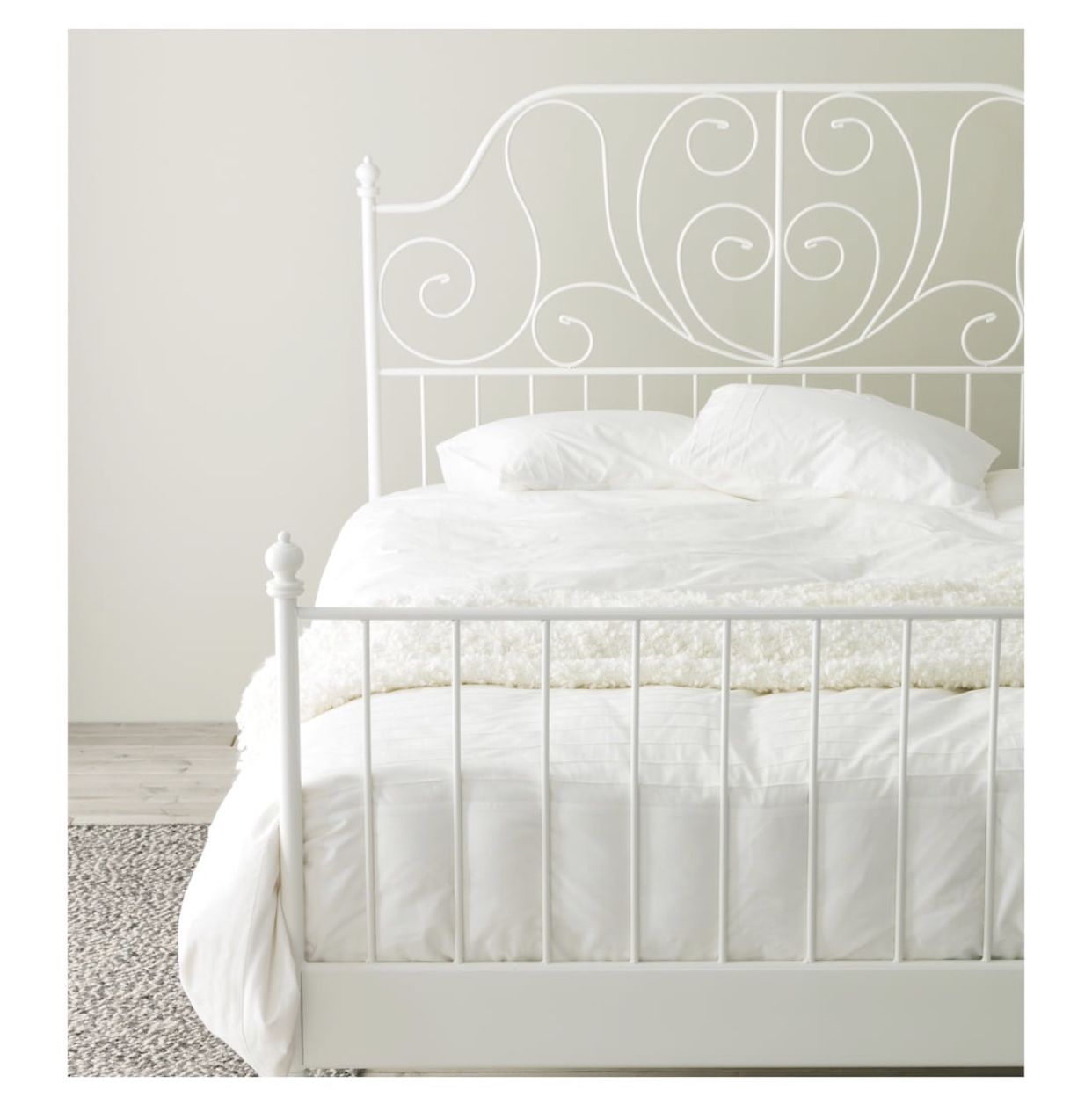 White metal bed frame