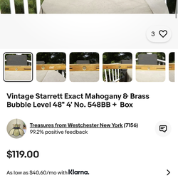 Vintage Starrett Exact Mahogany & Brass Bubble Level