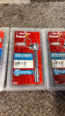 Red Head Trubolt Wedge Anchors 5/8" x 5" 10-Pack