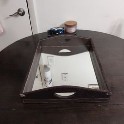 Abassi Good Crafts (Made In India)Leather,Felt With Mirrored Bottom Tray 