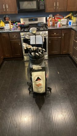 Golf Men’s RH Adams Drivers Wright Irons Wright “Skins Game” Tournament Cart Bag