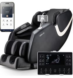 Massage Chair Full Body, AI APP Control Shiatsu Zero Gravity Massage Chair with Foot Roller, Back Calf Heated, Bluetooth Speaker, Relaxing Massaging R