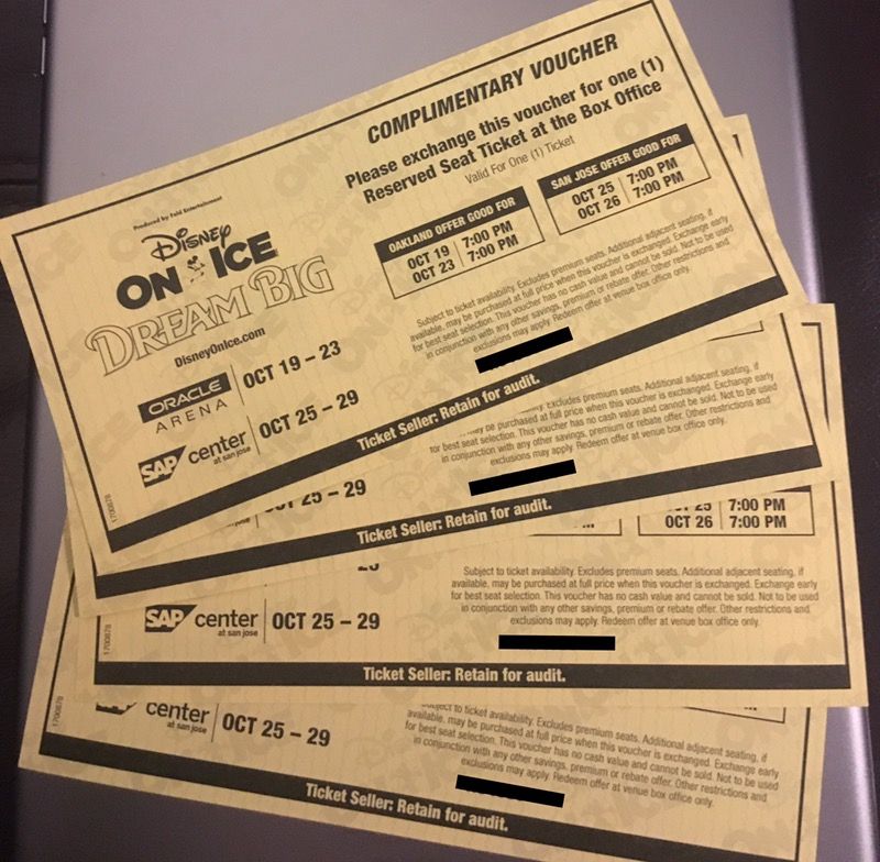 (4) Disney on Ice- Dream Big Ticket Vouchers