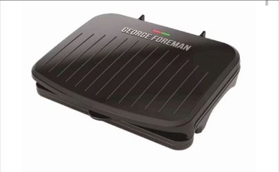 George Foreman Family-Size Grill & Panini Press, Nonstick Ceramic Coating, Fat-Removing Slope, Adjustable Angle, Indoor/Outdoor Use