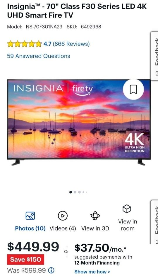 Insigna 70" TV.