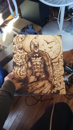 BATMAN Pyro wood art 11 1/2" x 14"