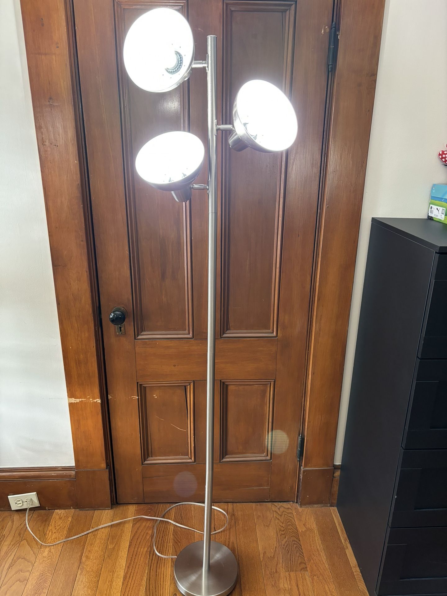 Brushed nickel Multi-head Floor Lamp with Metal Shade
