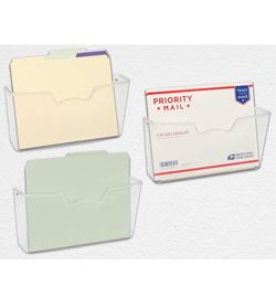 Simple Houseware Clear Wall Mount Single Pocket Hanging File Holder, 3-Pack Wall File Holder Organizer for Paper and Document