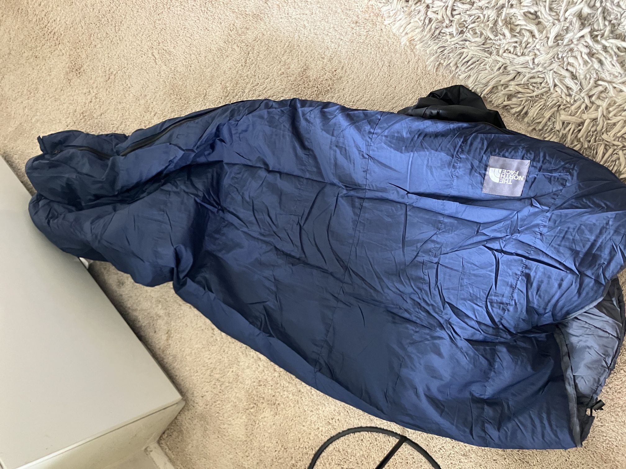 The North Face Sleeping Bag Mummy Style Blue and Gray with Blue Bag Made In USA