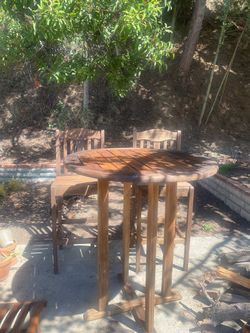 Teak high height chairs and table