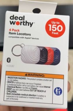 Deal Worthy 4 Pack Bluetooth Item Locators for Apple Devices 150ft