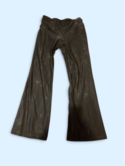 Black Faux Leather Flare Pants