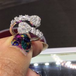 10k White Gold And Diamond Heart Double Heart Shape Ring ❤️❤️❤️❤️