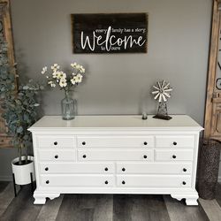 Refinished Solid Wood Natural White Wide Bedroom Dresser TV Stand Delivery Available