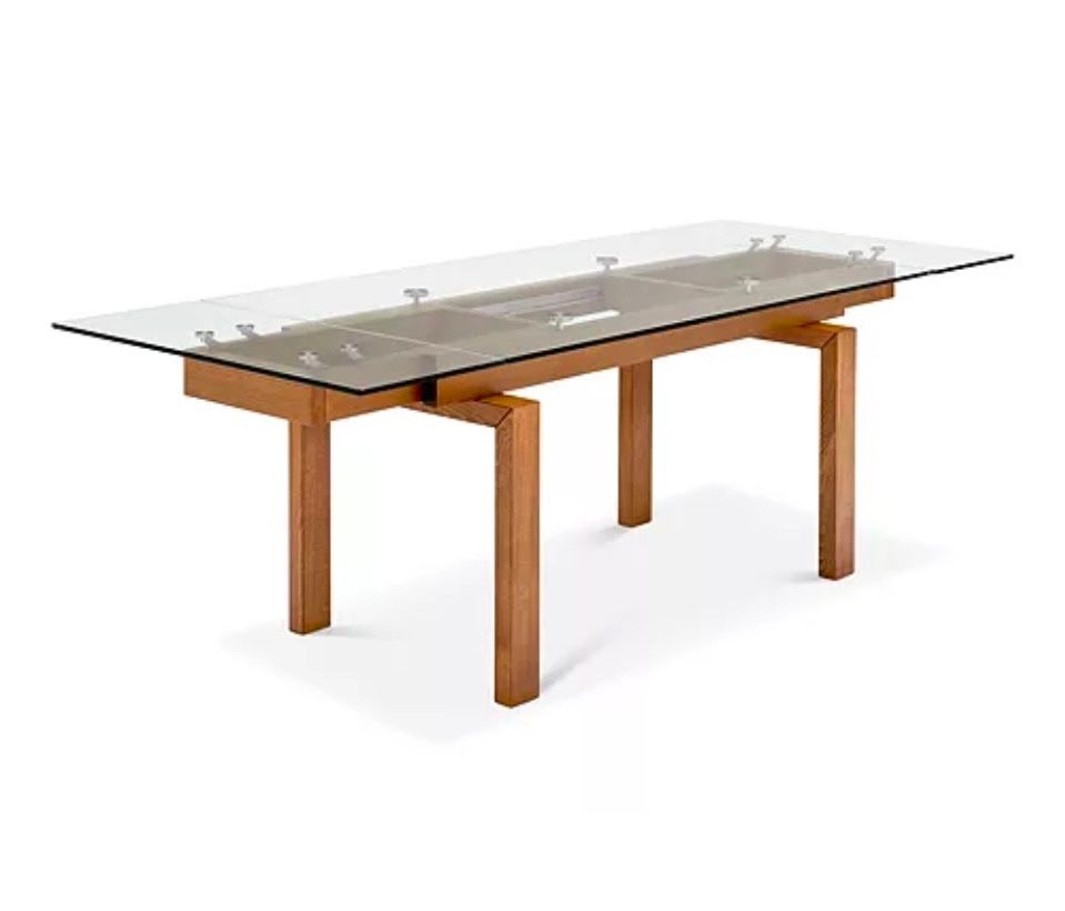 Calligaris Extendable Glass And Maple Dining Table