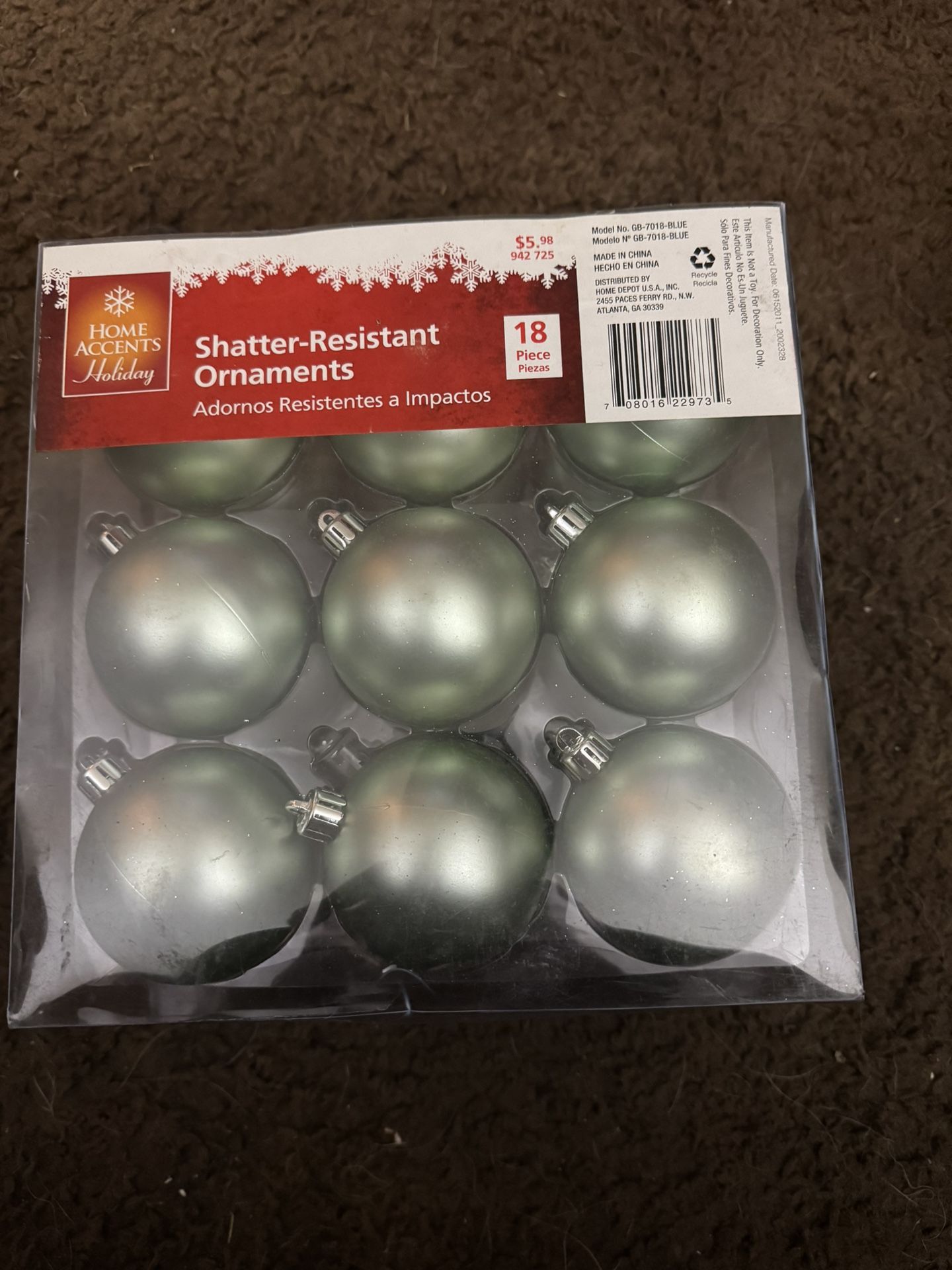 18 Shatter Resistant Ornaments -Brand new