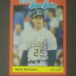 1989 Fleer Mark McGwire Oakland Athletics A's #27 League Leaders Baseball Card Vintage Collectible Trading Sports MLB Major League First Base 1st