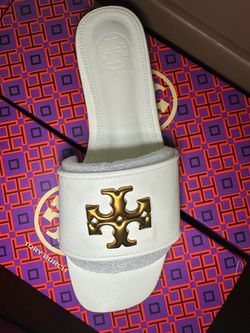 Tory Burch White Leather Slide Sandal