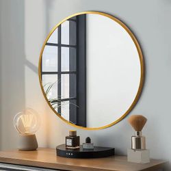 24 inch Round Wall Mirror Gold Circle Mirror Metal Frame