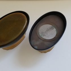 VINTAGE AMBER CELLULOID VANITY OVAL