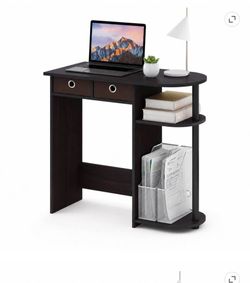 Furinno Go Green Desk, 31.5" Wide Gaming Desk with 2 Side Shelves and Storage Bins, Computer Desk, O