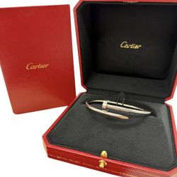 Cartier Juste un Clou Bracelet Classic Model 18k White Gold Size 18 Box Papers