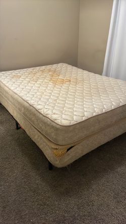 Queen size mattress,  boxspring and bed frame